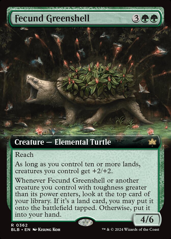 Fecund Greenshell (Extended Art): Bloomburrow