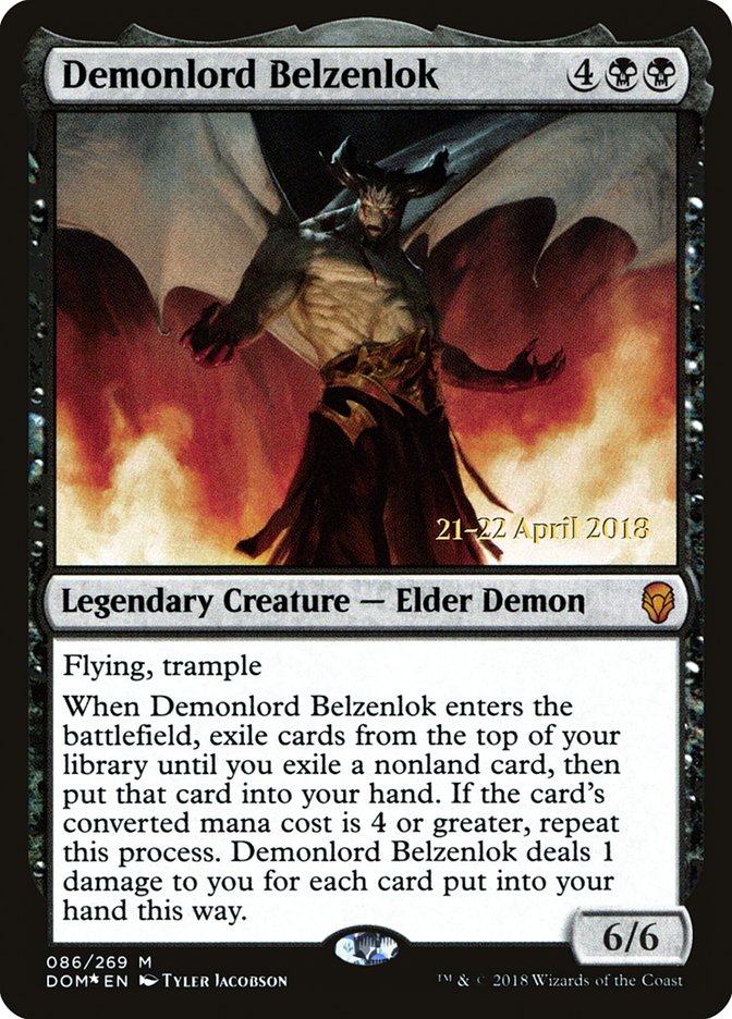 Demonlord Belzenlok (Prerelease) (Dominaria) - (Foil): Dominaria Promos