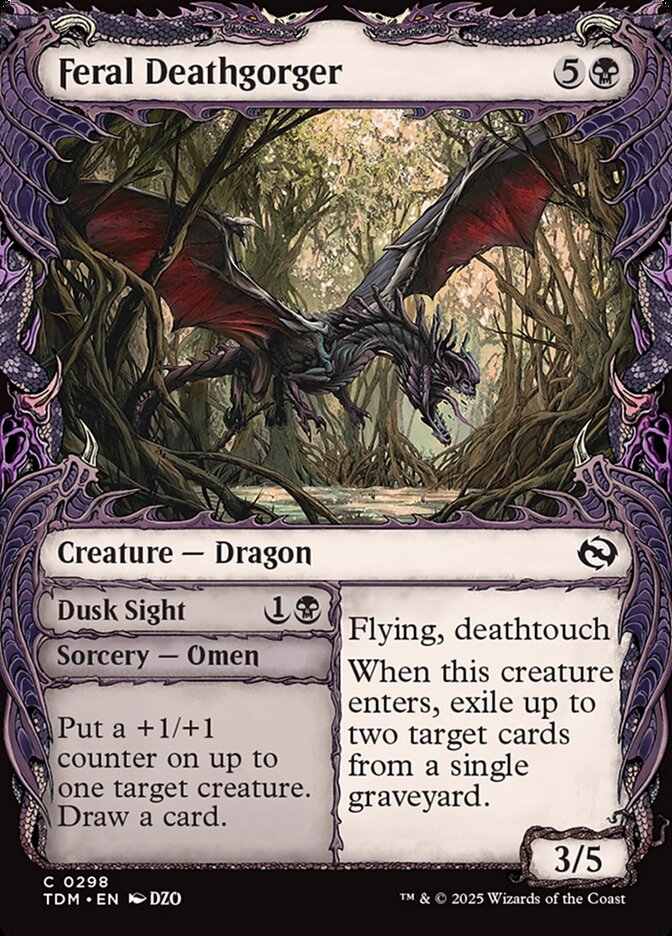 Feral Deathgorger // Dusk Sight (Showcase) - (Foil): Tarkir: Dragonstorm