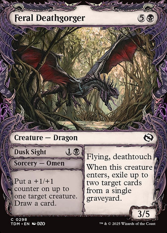 Feral Deathgorger // Dusk Sight (Showcase) - (Foil): Tarkir: Dragonstorm