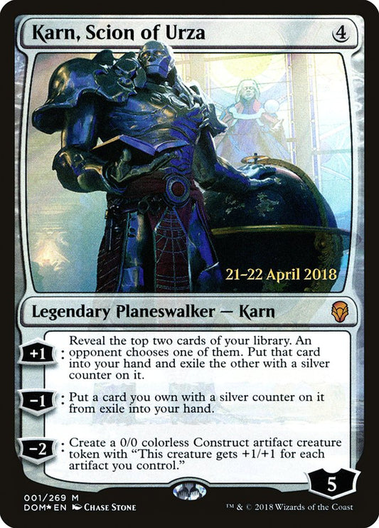 Karn, Scion of Urza (Prerelease) (Dominaria) - (Foil): Dominaria Promos