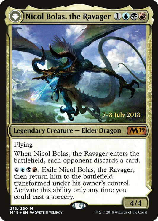 Nicol Bolas, the Ravager // Nicol Bolas, the Arisen (Prerelease) (Core Set 2019) - (Foil): Core Set 2019 Promos