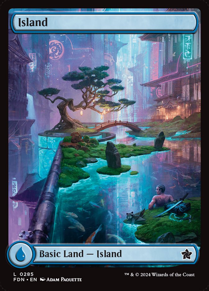 Island (#285) (Full Art) - (Foil): Foundations