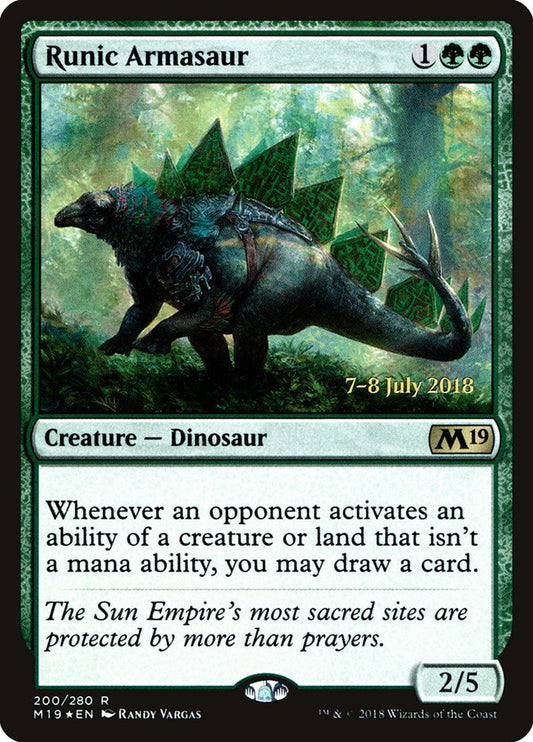 Runic Armasaur (Prerelease) (Core Set 2019) - (Foil): Core Set 2019 Promos