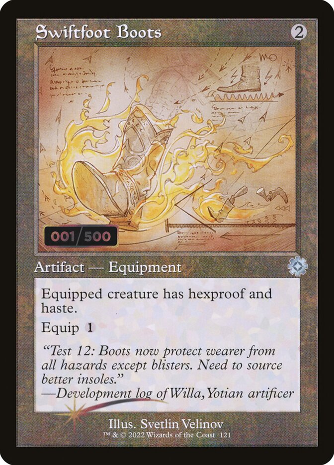Swiftfoot Boots (#121) (Retro Frame) - (Foil): The Brothers' War Retro Artifacts