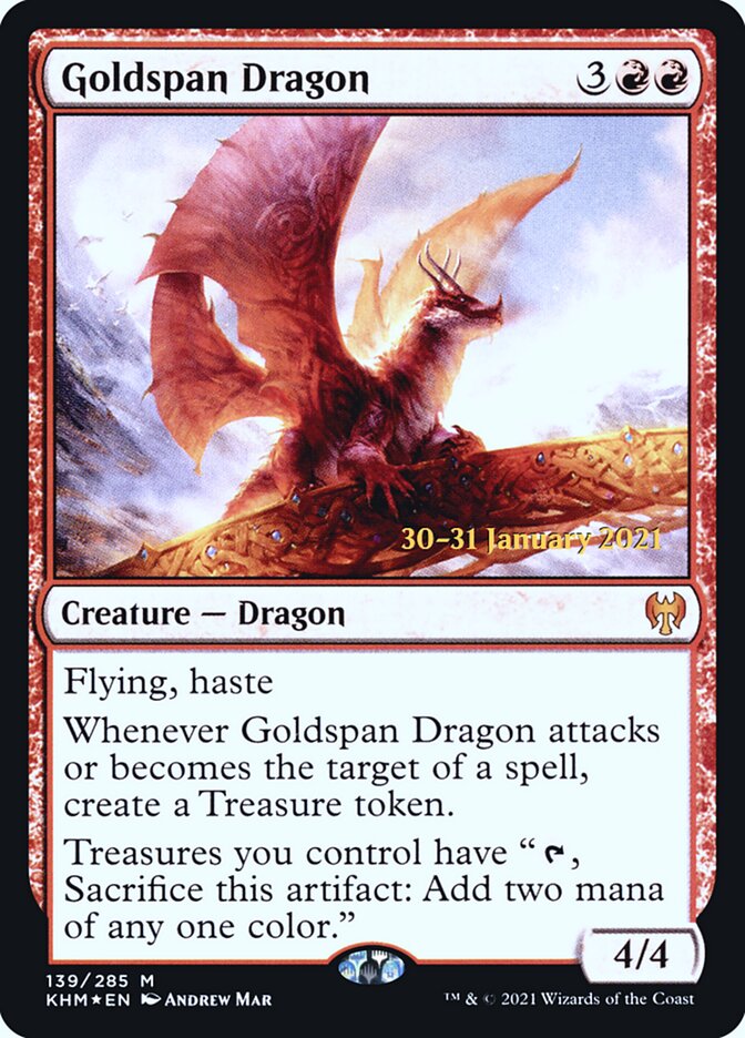 Goldspan Dragon (Prerelease) (Kaldheim) - (Foil): Kaldheim Promos