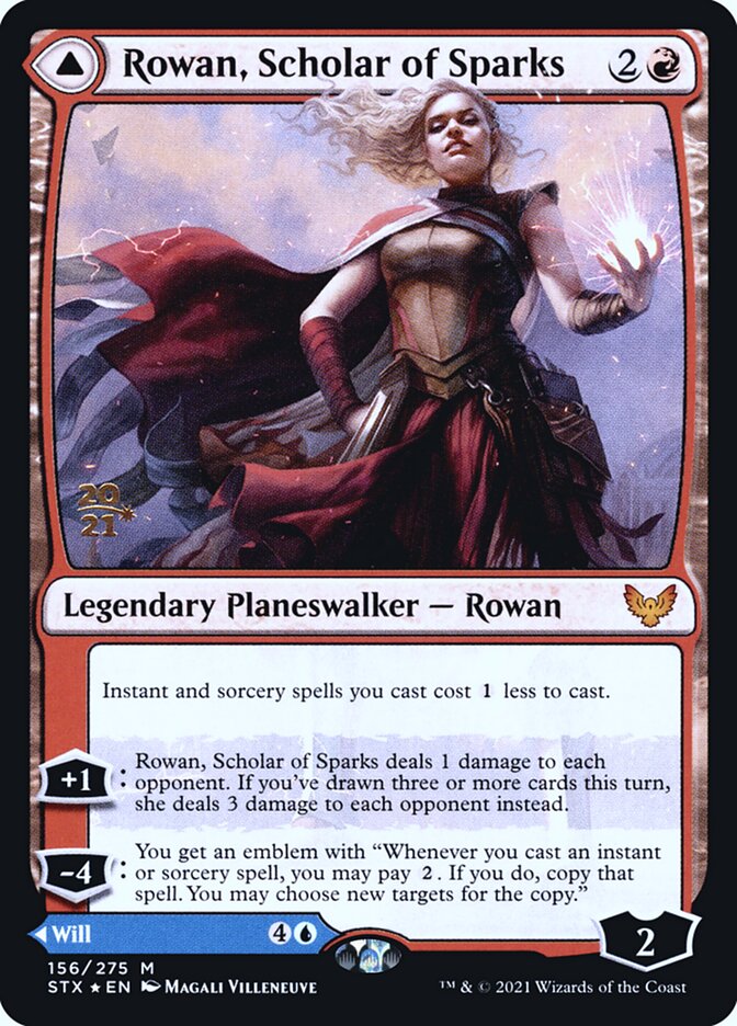 Rowan, Scholar of Sparks // Will, Scholar of Frost (Prerelease) (Strixhaven: School of Mages) - (Foil): Strixhaven: School of Mages Promos