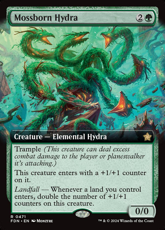 Mossborn Hydra (Extended Art) - (Foil): Foundations