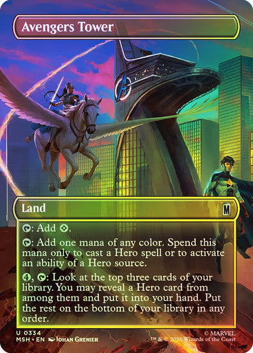 Avengers Tower (Borderless) (#334) - (Foil): Marvel Super Heroes
