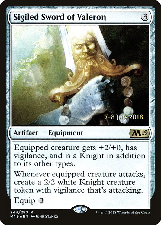 Sigiled Sword of Valeron (Prerelease) (Core Set 2019) - (Foil): Core Set 2019 Promos