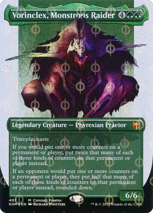 Vorinclex, Monstrous Raider (#407) (Borderless) (Compleat Foil) - (Foil): Kaldheim