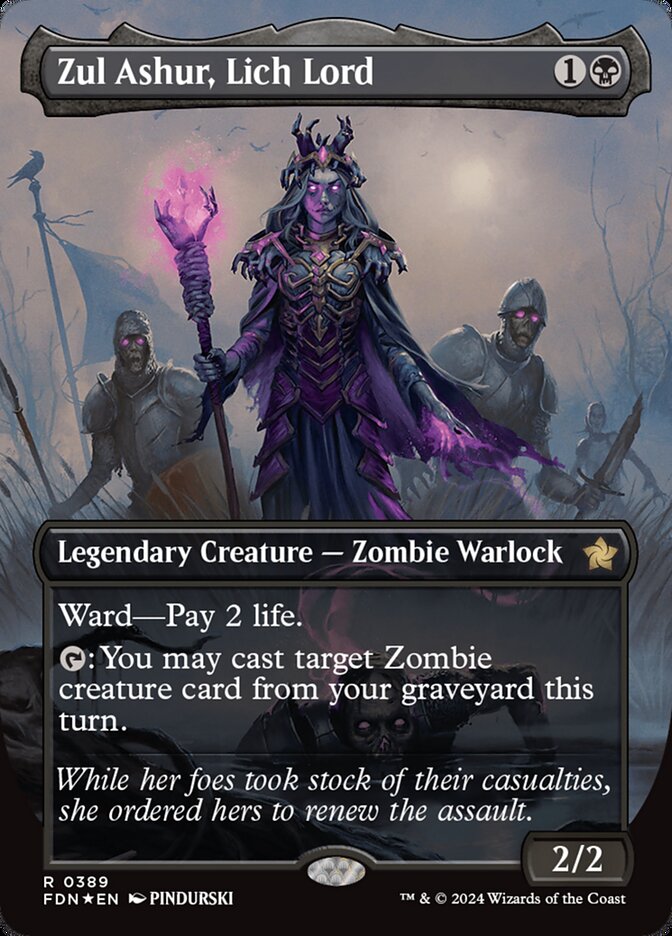 Zul Ashur, Lich Lord (Borderless) (Mana Foil) - (Foil): Foundations