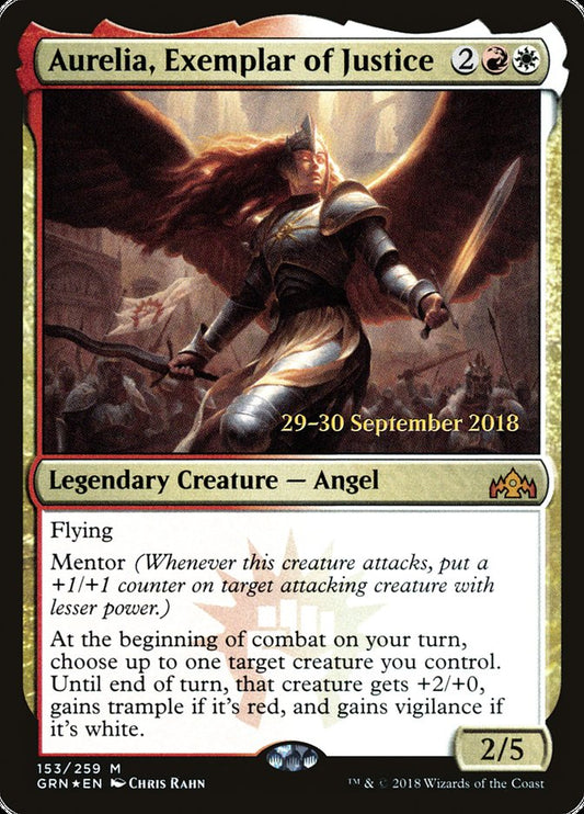 Aurelia, Exemplar of Justice (Prerelease) (Guilds of Ravnica) - (Foil): Guilds of Ravnica Promos