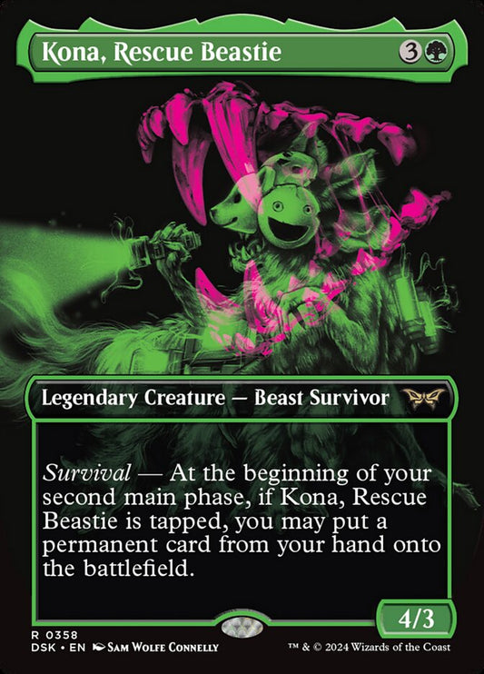 Kona, Rescue Beastie (Borderless) - (Foil): Duskmourn: House of Horror