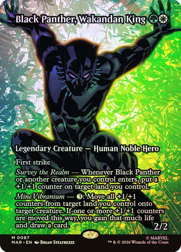 Black Panther, Wakandan King (Borderless) (#087) - (Foil): Marvel Universe