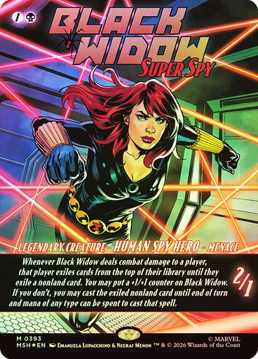Black Widow, Super Spy (Borderless) (#393) - (Foil): Marvel Super Heroes