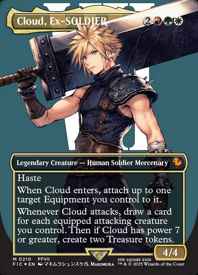 Cloud, Ex-SOLDIER (Borderless) (Surge Foil) - (Foil): Final Fantasy Commander