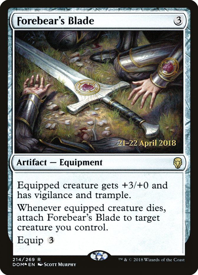 Forebear's Blade (Prerelease) (Dominaria) - (Foil): Dominaria Promos