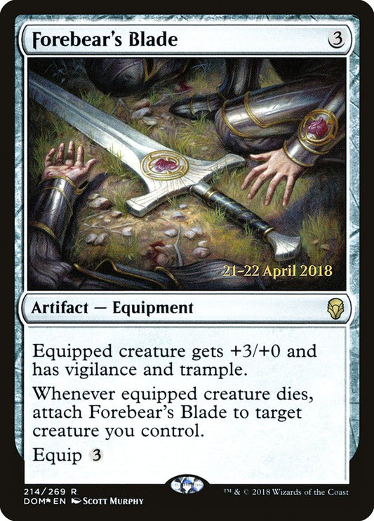 Forebear's Blade (Prerelease) (Dominaria) - (Foil): Dominaria Promos