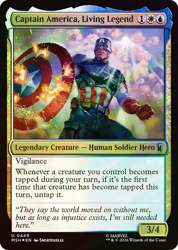 Captain America, Living Legend (Surge Foil) (#449) - (Foil): Marvel Super Heroes