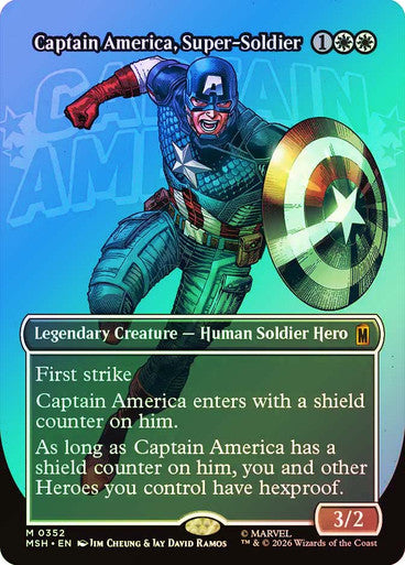 Captain America, Super-Soldier (Borderless) (#352) - (Foil): Marvel Super Heroes