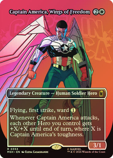 Captain America, Wings of Freedom (Borderless) (#353) - (Foil): Marvel Super Heroes
