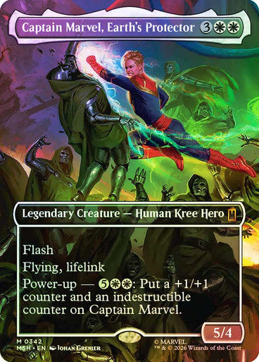Captain Marvel, Earth's Protector (Borderless) (#342) - (Foil): Marvel Super Heroes