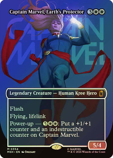 Captain Marvel, Earth's Protector (Borderless) (#354) - (Foil): Marvel Super Heroes