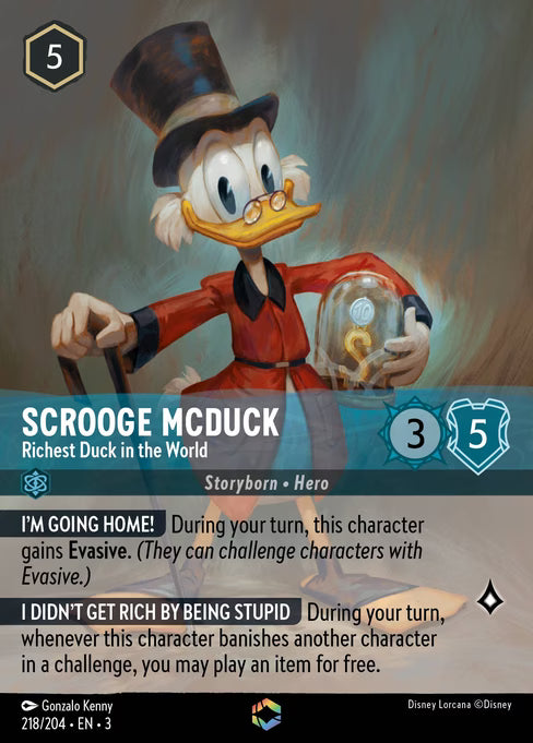 Scrooge McDuck - Richest Duck in the World (Inkwash Foil) (Borderless) (#218): Into the Inklands