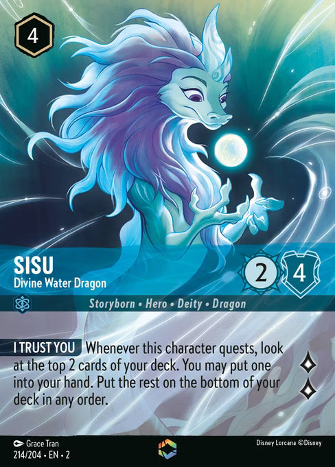 Sisu - Divine Water Dragon (Inkwash Foil) (Borderless) (#214): Rise of the Floodborn