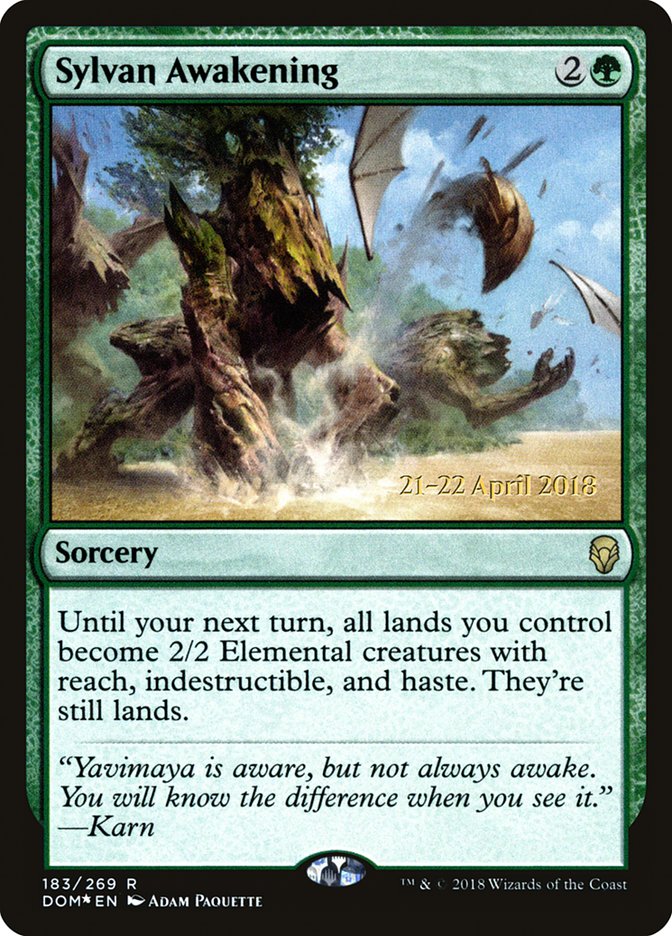 Sylvan Awakening (Prerelease) (Dominaria) - (Foil): Dominaria Promos