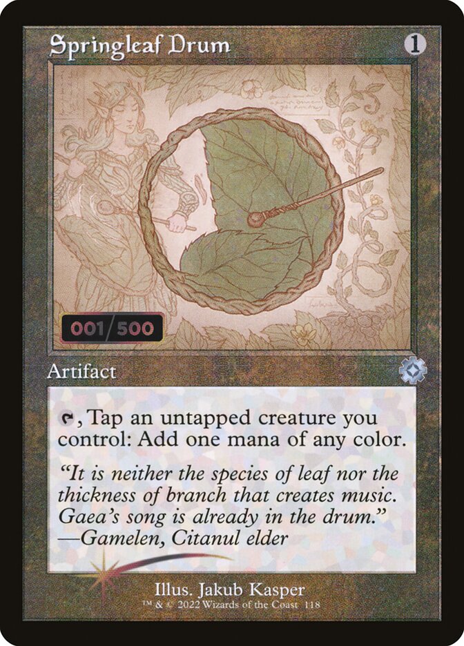 Springleaf Drum (#118) (Retro Frame) - (Foil): The Brothers' War Retro Artifacts