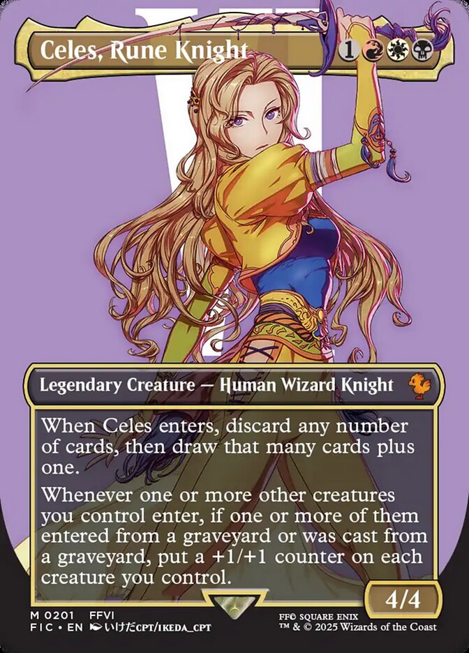 Celes, Rune Knight (#201) (Borderless) - (Foil): Final Fantasy Commander