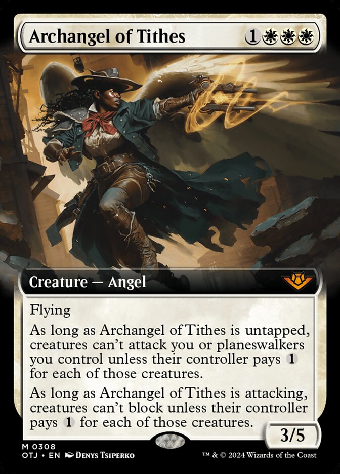 Archangel of Tithes (Extended Art) - (Foil): Outlaws of Thunder Junction