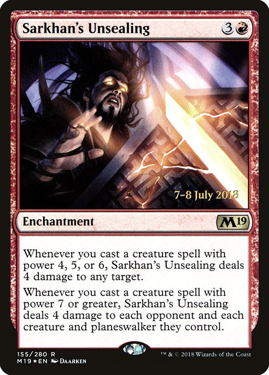 Sarkhan's Unsealing (Prerelease) (Core Set 2019) - (Foil): Core Set 2019 Promos