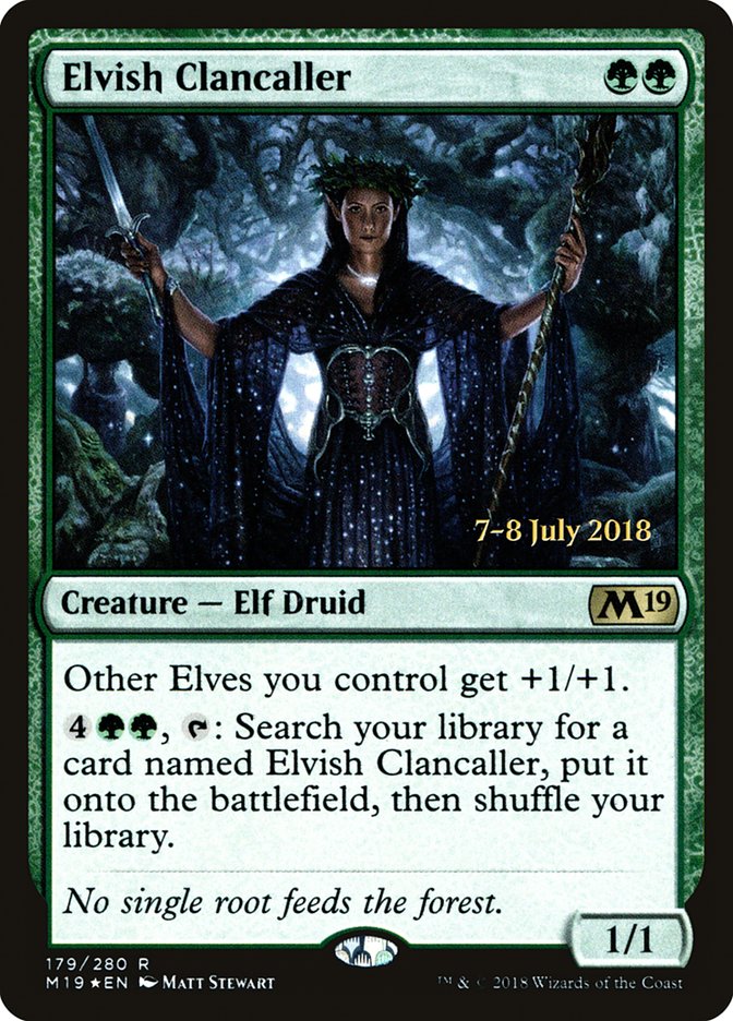 Elvish Clancaller (Prerelease) (Core Set 2019) - (Foil): Core Set 2019 Promos