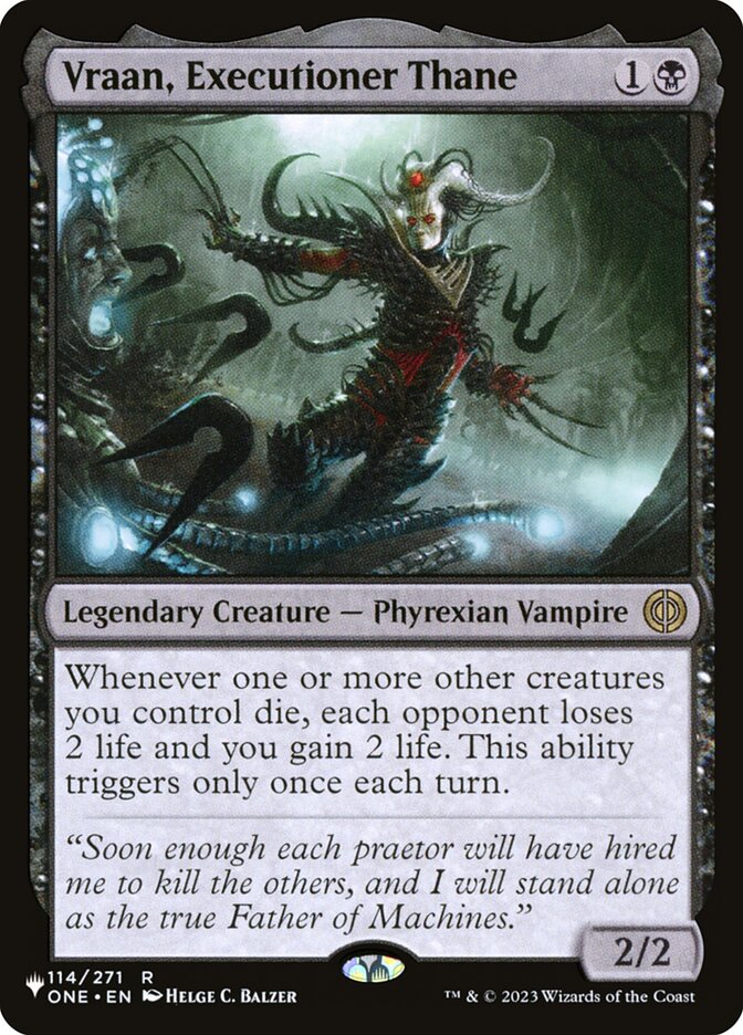Vraan, Executioner Thane: The List