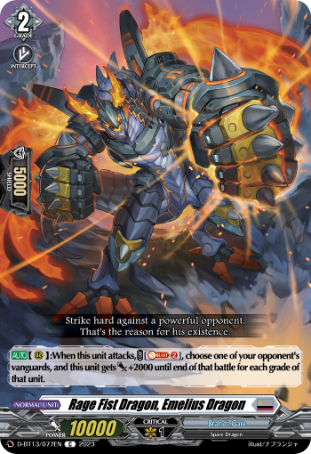 Rage Fist Dragon, Emelius Dragon: D Booster Set 13: Flight of Chakrabarthi