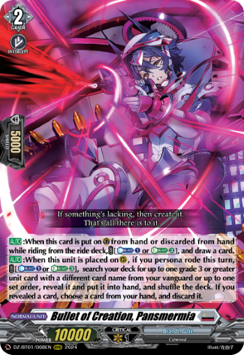 Bullet of Creation, Pansmermia: DZ Booster Set 01: Fated Clash