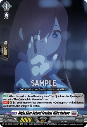 Night After School Festival, Miku Nakano: DZ Booster Set 02: Illusionless Strife