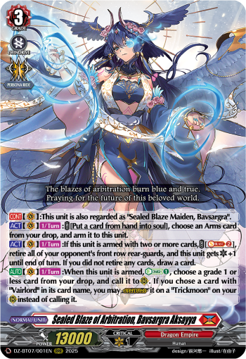 Sealed Blaze of Arbitration, Bavsargra Aksayya : DZ Booster Set 07: Moon Fangs & Cerulean Blaze