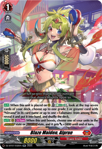 Blaze Maiden, Alprue : DZ Booster Set 07: Moon Fangs & Cerulean Blaze