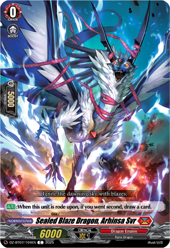 Sealed Blaze Dragon, Arhinsa Svr : DZ Booster Set 07: Moon Fangs & Cerulean Blaze
