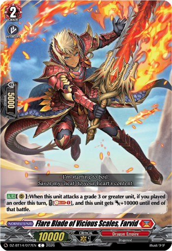 Flare Blade of Vicious Scales, Farvid: DZ Booster Set 14: Envoys of the Crimson Moon