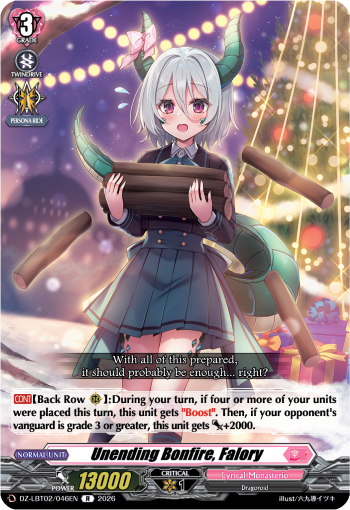Unending Bonfire, Falory: DZ Lyrical Booster 02: Lyrical Monasterio Season of Wonders
