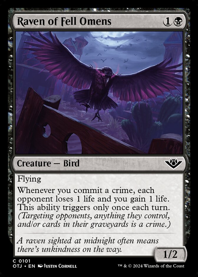 Raven of Fell Omens - (Foil): Outlaws of Thunder Junction