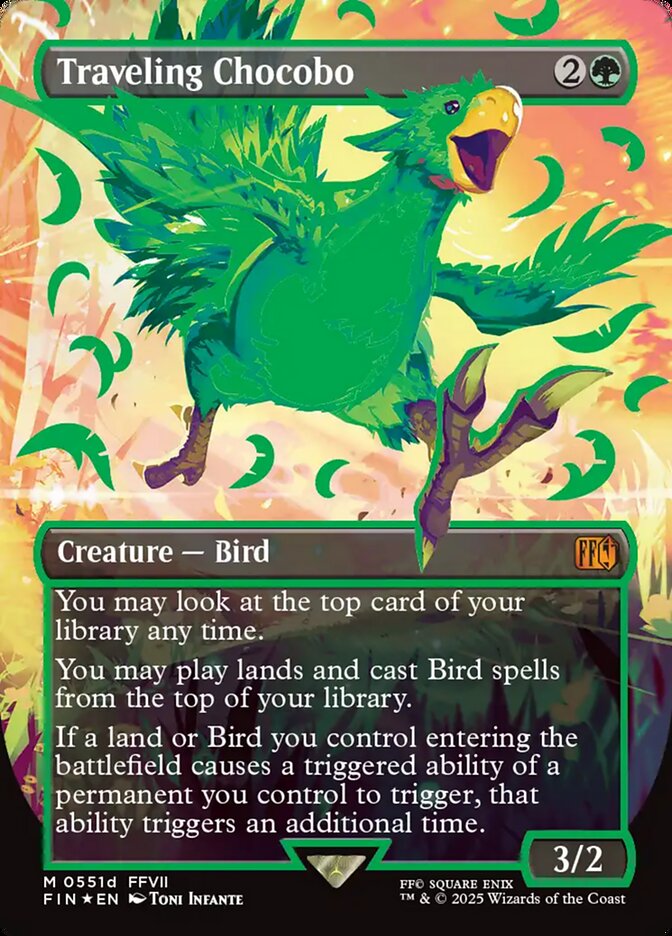 Traveling Chocobo (Borderless) (Neon Ink Green) - (Foil): Final Fantasy