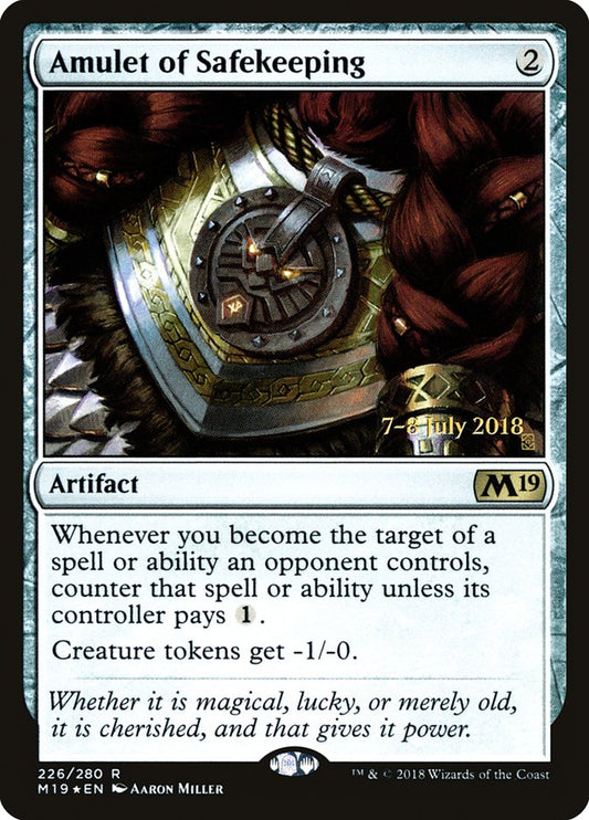 Amulet of Safekeeping (Prerelease) (Core Set 2019) - (Foil): Core Set 2019 Promos