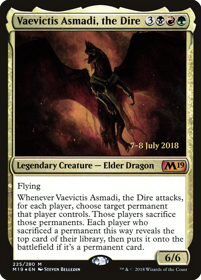 Vaevictis Asmadi, the Dire (Prerelease) (Core Set 2019) - (Foil): Core Set 2019 Promos