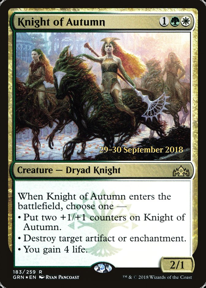 Knight of Autumn (Prerelease) (Guilds of Ravnica) - (Foil): Guilds of Ravnica Promos